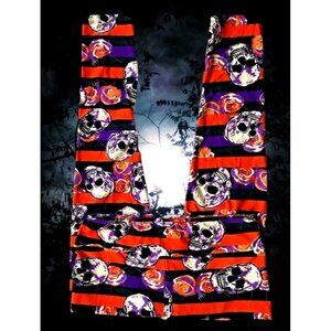 LulaRoe Halloween Leggings Tall Curvy 32 inch Skull Floral TrickTreat Fe…